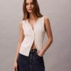 Glattes Tanktop aus Baumwollripp mit Knopfleiste