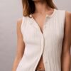 Glattes Tanktop aus Baumwollripp mit Knopfleiste