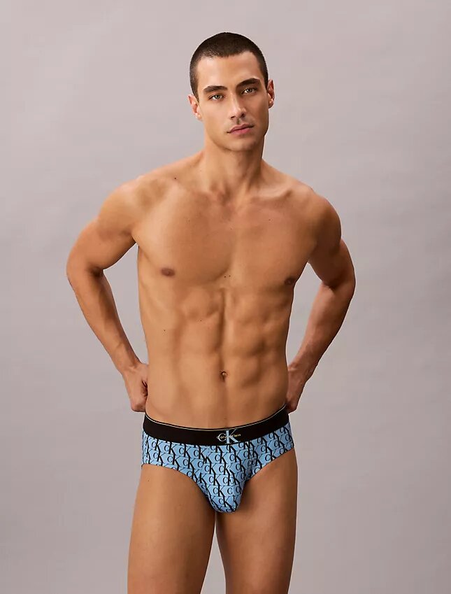 Grafischer Monogram-Stretch-Hüftslip aus Microfiber Grafischer Monogram-Stretch-Hüftslip aus Microfiber