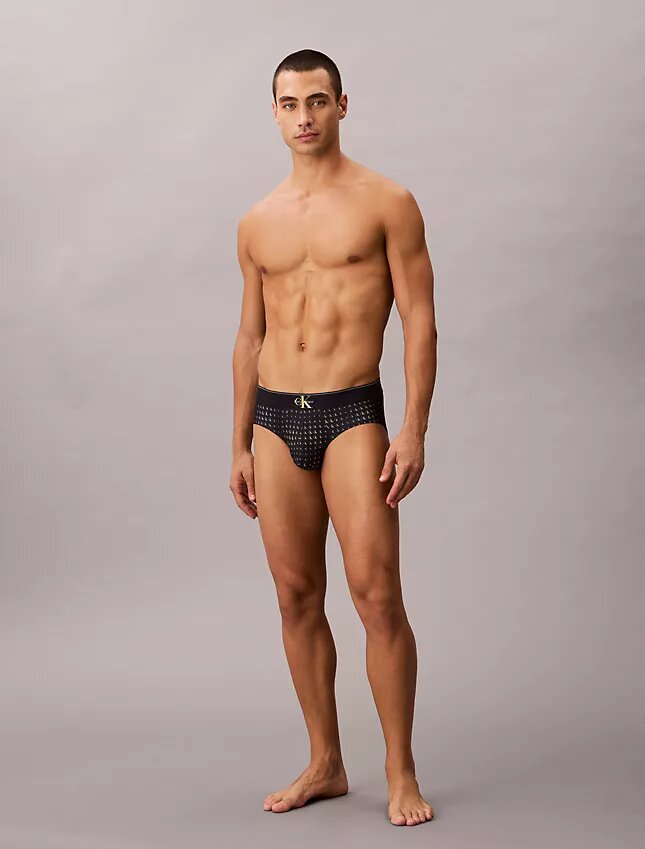 Grafischer Monogram-Stretch-Hüftslip aus Microfiber Grafischer Monogram-Stretch-Hüftslip aus Microfiber