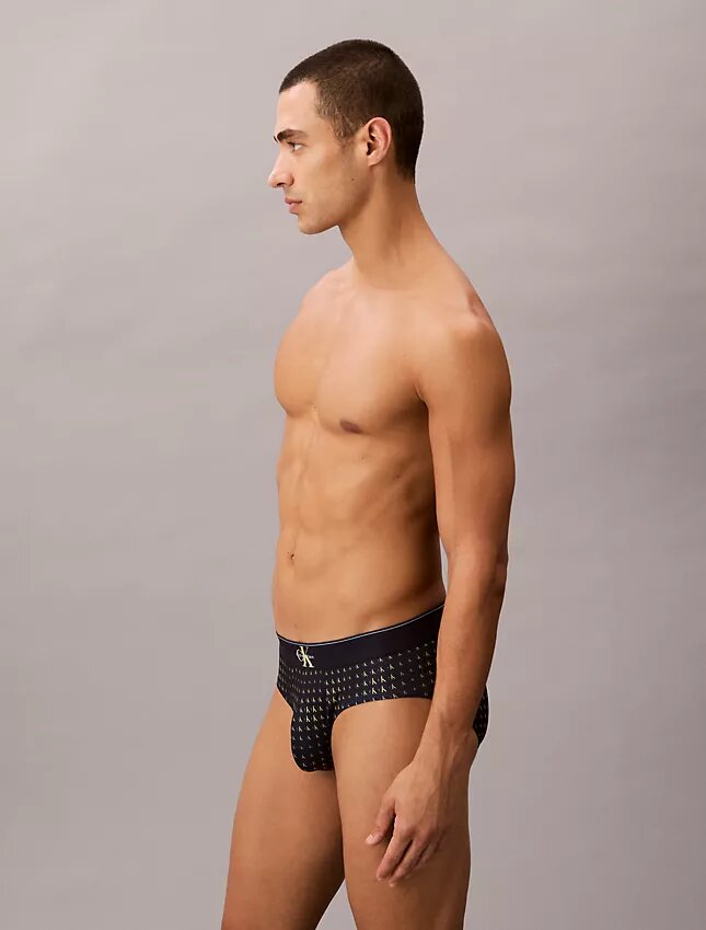 Grafischer Monogram-Stretch-Hüftslip aus Microfiber Grafischer Monogram-Stretch-Hüftslip aus Microfiber