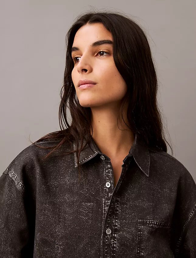 Hemd mit Denim-Print und Knopfleiste Hemd mit Denim-Print und Knopfleiste
