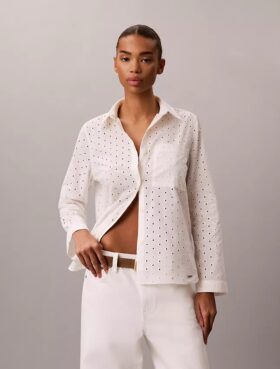 Hemd mit Knopfleiste und Broderie Anglaise