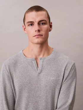 Henley-Schlafshirt aus Waffelpiqué