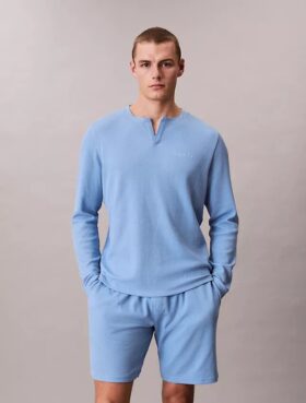 Henley-Schlafshirt aus Waffelpiqué