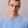 Henley-Schlafshirt aus Waffelpiqué Henley-Schlafshirt aus Waffelpiqué