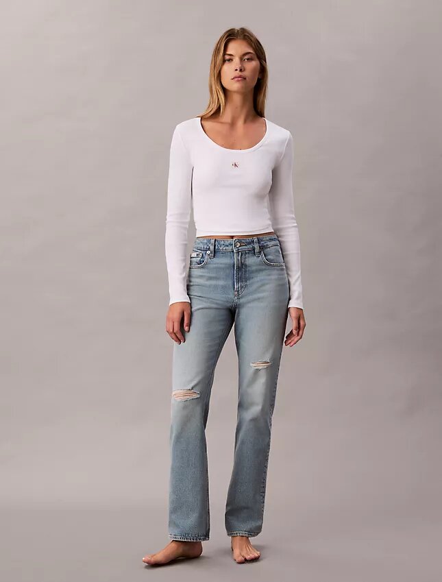 High-Waist-Jeans mit geradem Bein High-Waist-Jeans mit geradem Bein