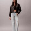 High-Waist-Jeans mit geradem Bein