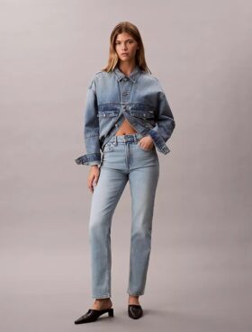High-Waist-Jeans mit geradem Bein