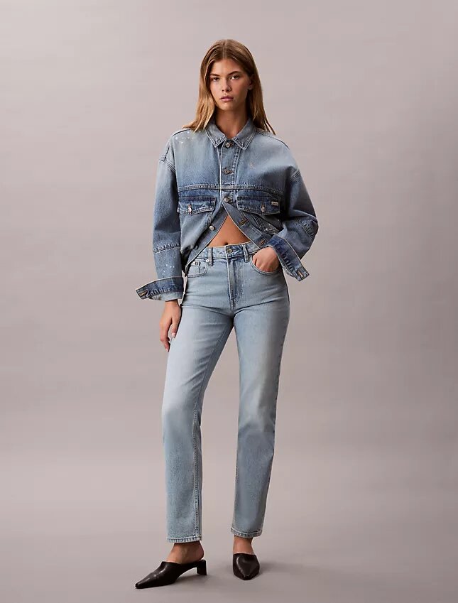 High-Waist-Jeans mit geradem Bein High-Waist-Jeans mit geradem Bein