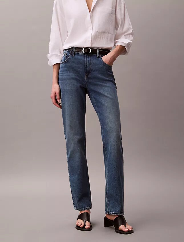 High-Waist-Jeans mit geradem Bein High-Waist-Jeans mit geradem Bein