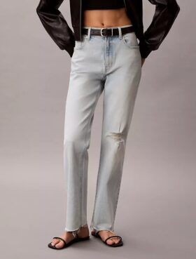 High-Waist-Jeans mit geradem Bein