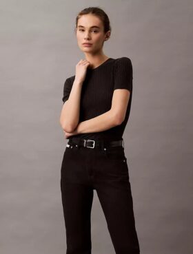High-Waist-Jeans mit geradem Bein