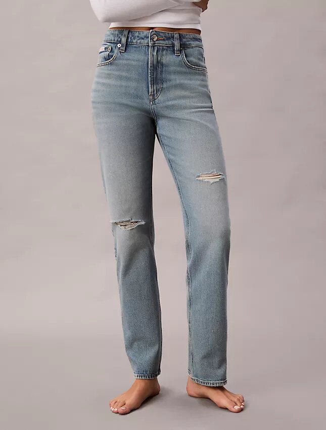 High-Waist-Jeans mit geradem Bein High-Waist-Jeans mit geradem Bein
