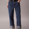 High-Waist-Jeans mit geradem Bein