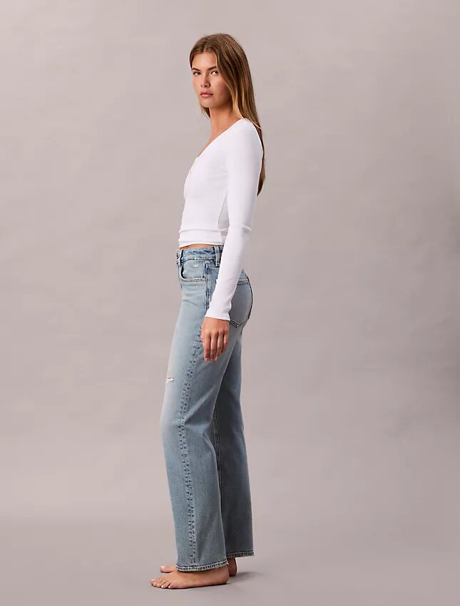 High-Waist-Jeans mit geradem Bein High-Waist-Jeans mit geradem Bein