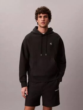 Hochwertiger, lockerer Monogram-Fleece-Hoodie aus Frottee