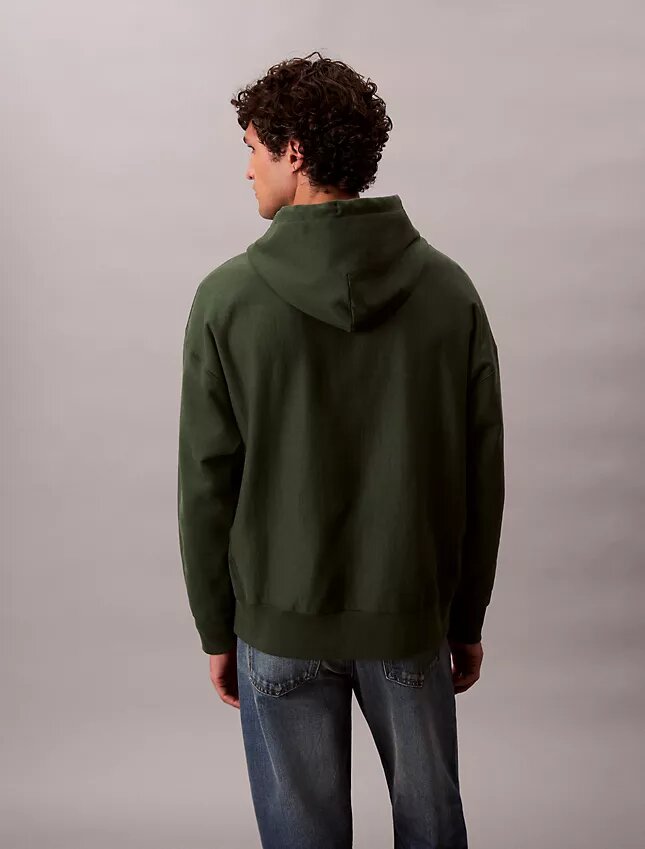 Hochwertiger, lockerer Monogram-Fleece-Hoodie aus Frottee Hochwertiger, lockerer Monogram-Fleece-Hoodie aus Frottee