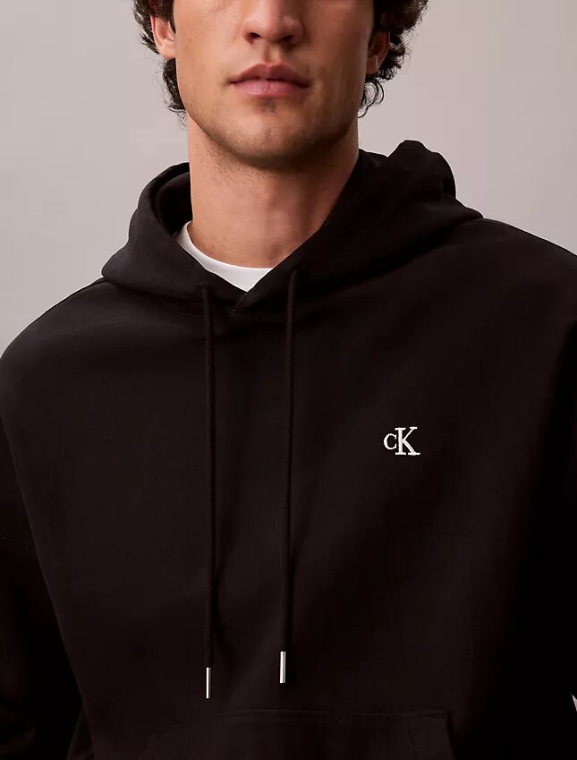 Hochwertiger, lockerer Monogram-Fleece-Hoodie aus Frottee Hochwertiger, lockerer Monogram-Fleece-Hoodie aus Frottee