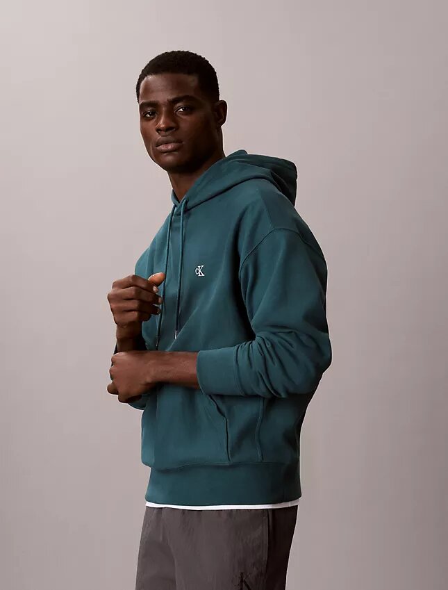 Hochwertiger, lockerer Monogram-Fleece-Hoodie aus Frottee Hochwertiger, lockerer Monogram-Fleece-Hoodie aus Frottee