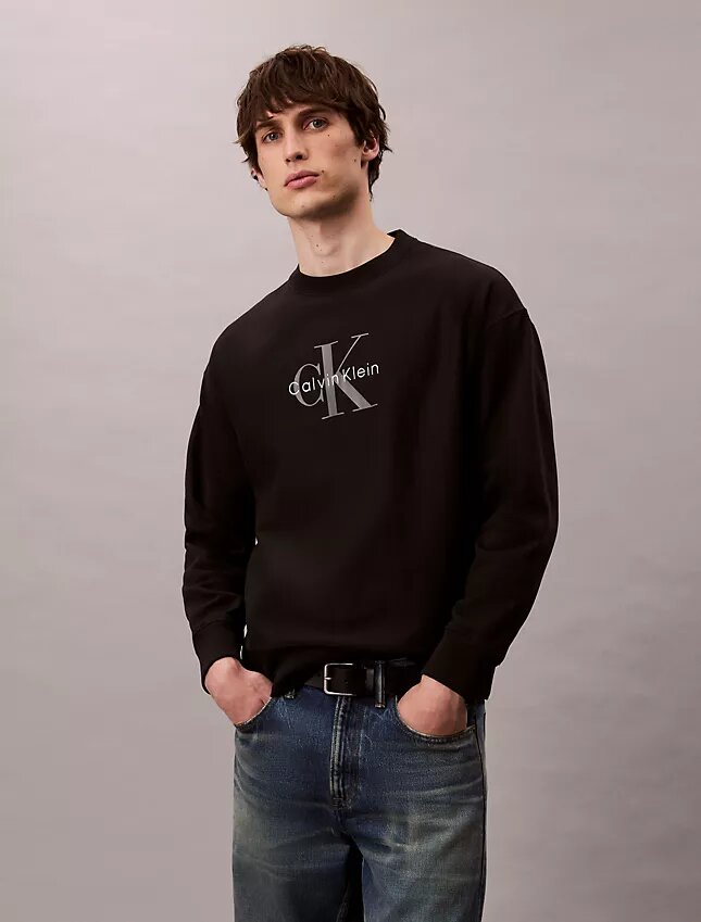 Hochwertiges Frottee-Sweatshirt mit Monogram-Logo Hochwertiges Frottee-Sweatshirt mit Monogram-Logo
