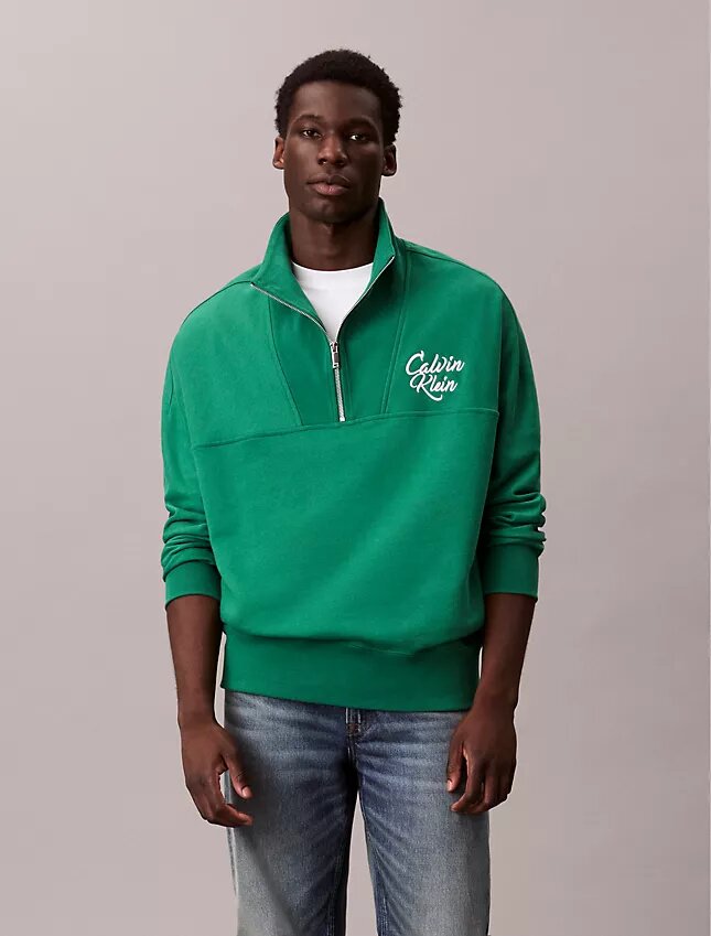 Hochwertiges Sweatshirt aus Fleece mit lockerem Schnitt und Viertelreißverschluss Hochwertiges Sweatshirt aus Fleece mit lockerem Schnitt und Viertelreißverschluss