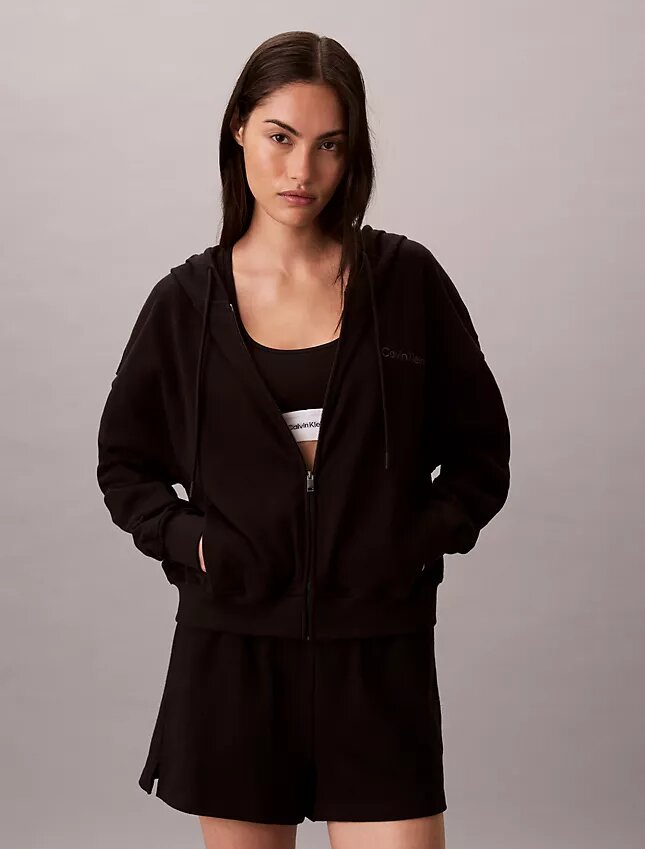 Hoodie aus Baumwolljersey mit durchgehendem Reißverschluss und Logo Hoodie aus Baumwolljersey mit durchgehendem Reißverschluss und Logo