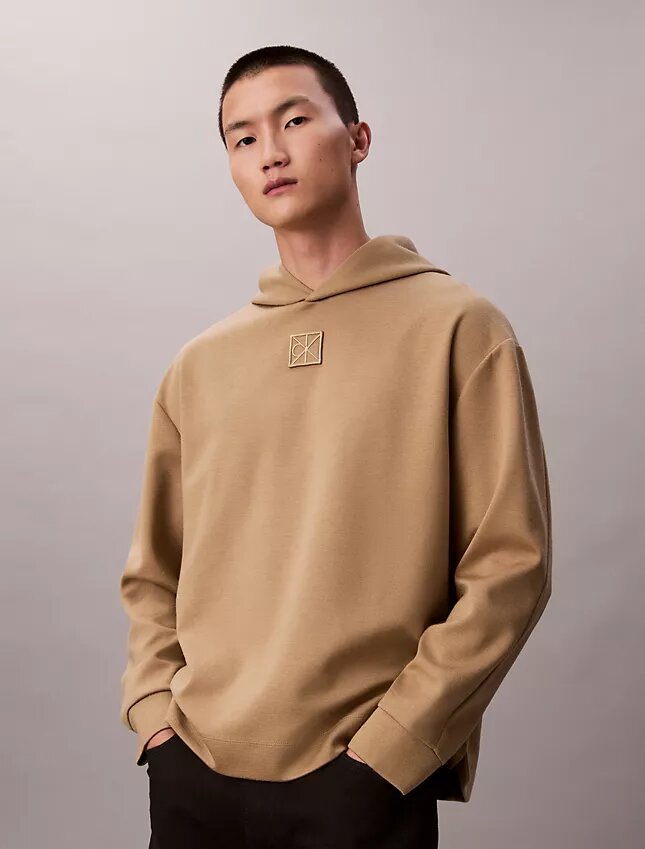 Hoodie aus Wollmischung mit Emblem-Logo Hoodie aus Wollmischung mit Emblem-Logo