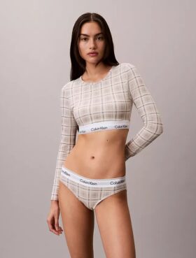 Icon Baumwoll-Modal, leicht gefüttert, Langarm-T-Shirt-Bralette