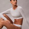 Icon Baumwoll-Modal, leicht gefüttert, Langarm-T-Shirt-Bralette