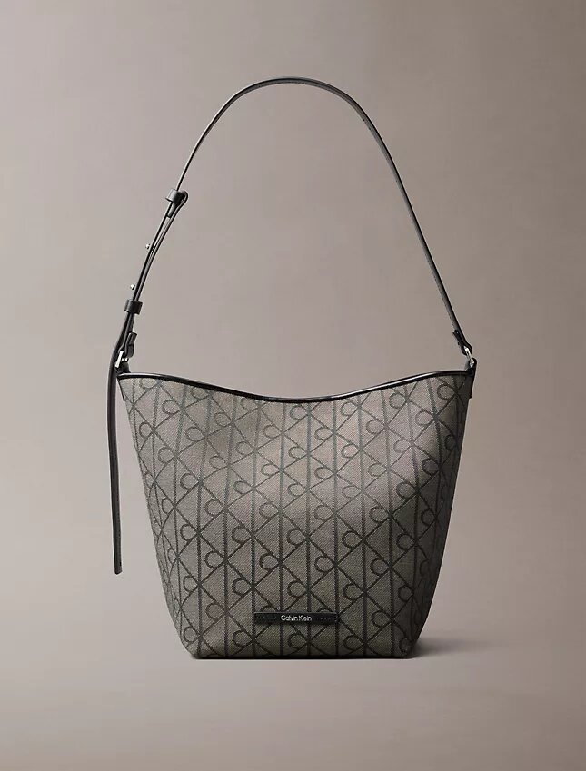 Jacquard-Beuteltasche mit Emblem-Logo und Innentasche Jacquard-Beuteltasche mit Emblem-Logo und Innentasche