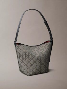 Jacquard-Beuteltasche mit Emblem-Logo und Innentasche