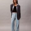 Jeans aus Leinenmischung mit weitem Bein
