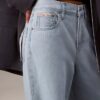 Jeans aus Leinenmischung mit weitem Bein