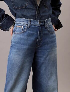Jeans aus Leinenmischung mit weitem Bein Jeans aus Leinenmischung mit weitem Bein
