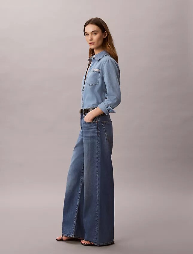 Jeans aus Leinenmischung mit weitem Bein Jeans aus Leinenmischung mit weitem Bein