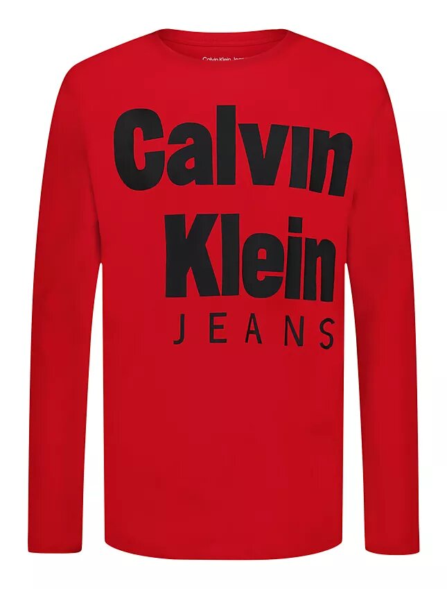 Jungen-T-Shirt mit großem Ckj-Logo und langen Ärmeln Jungen-T-Shirt mit großem Ckj-Logo und langen Ärmeln