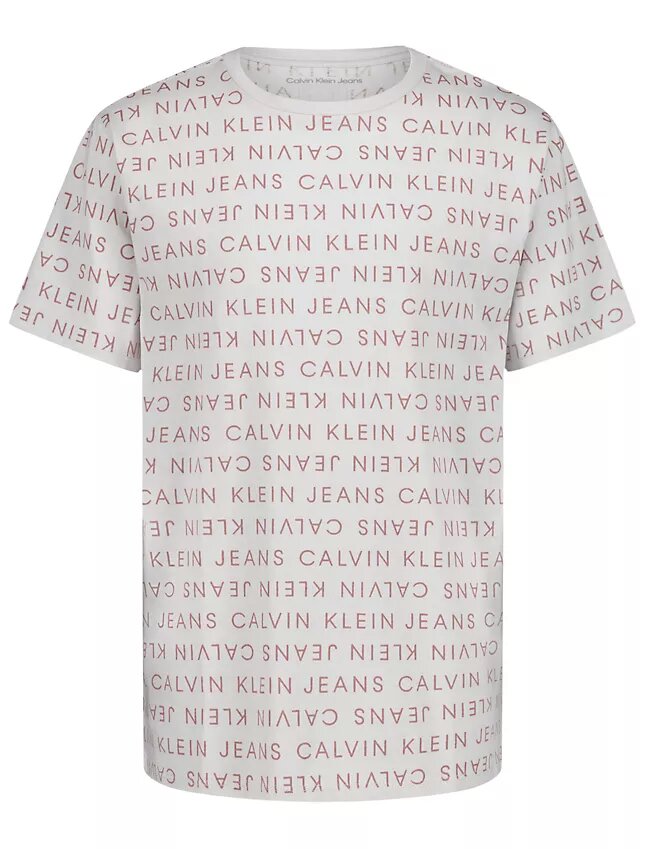 Jungen-T-Shirt mit Rundhalsausschnitt und Allover-Schriftzug Jungen-T-Shirt mit Rundhalsausschnitt und Allover-Schriftzug