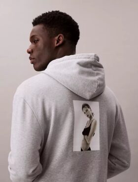 Kate Moss Fleece-Hoodie mit Grafikprint
