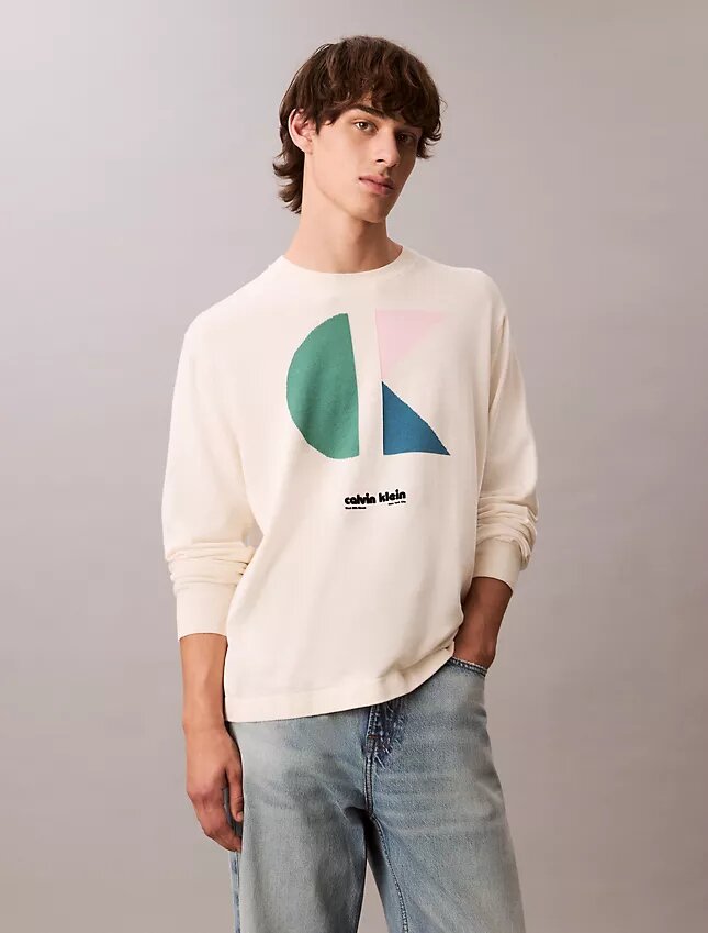 Klassischer Pullover mit Colorblock-Logo-Grafik Klassischer Pullover mit Colorblock-Logo-Grafik