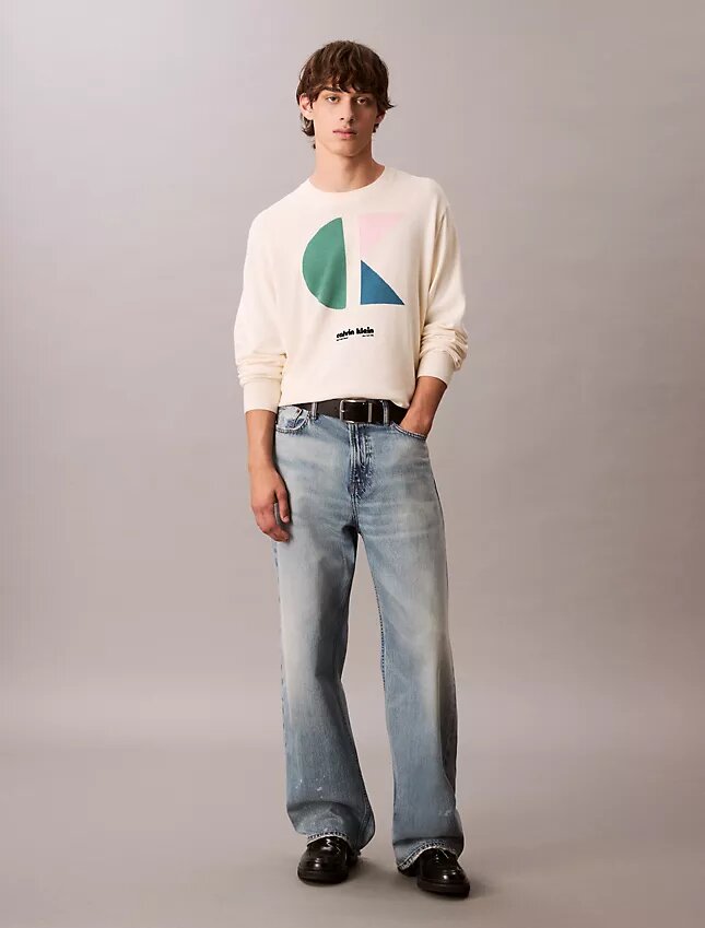 Klassischer Pullover mit Colorblock-Logo-Grafik Klassischer Pullover mit Colorblock-Logo-Grafik