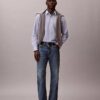 Klassisches Button-Down-Hemd aus gestreifter Cotton Stretch-Baumwolle