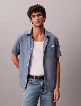 Klassisches Chambray-Hemd mit Knopfleiste