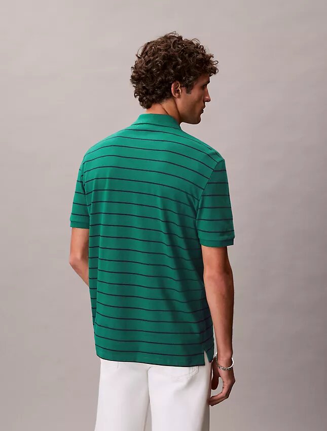Klassisches Polohemd aus gestreiftem Baumwollpiqué Klassisches Polohemd aus gestreiftem Baumwollpiqué