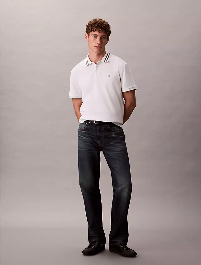 Klassisches Polohemd mit Monogram und Piqué-Einsätzen Klassisches Polohemd mit Monogram und Piqué-Einsätzen
