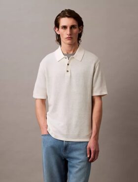 Klassisches Sweater-Poloshirt aus Leinenmischung