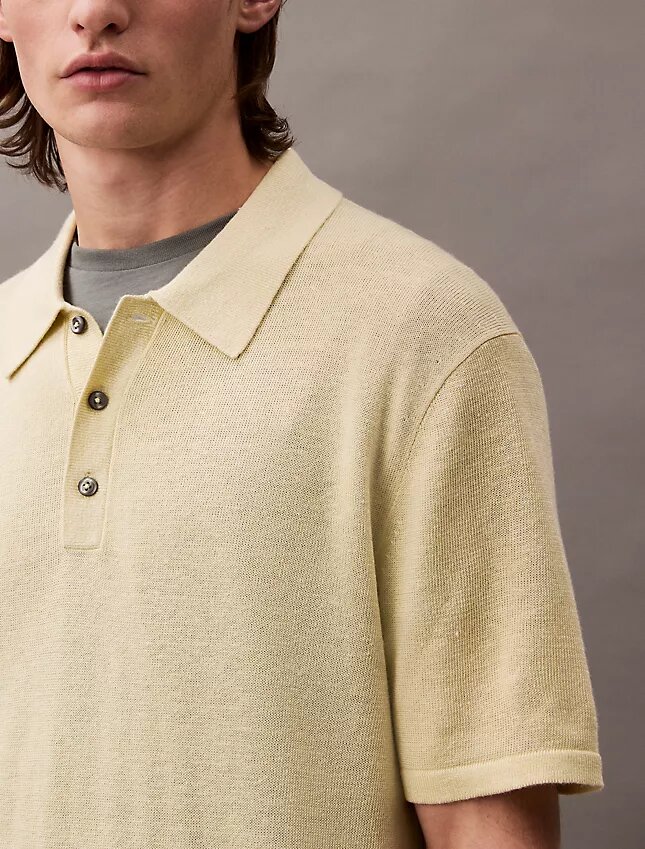 Klassisches Sweater-Poloshirt aus Leinenmischung Klassisches Sweater-Poloshirt aus Leinenmischung
