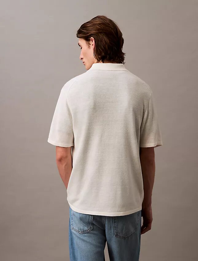 Klassisches Sweater-Poloshirt aus Leinenmischung Klassisches Sweater-Poloshirt aus Leinenmischung