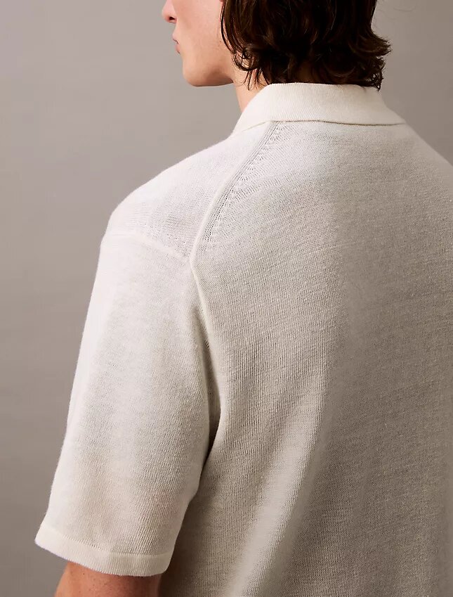 Klassisches Sweater-Poloshirt aus Leinenmischung Klassisches Sweater-Poloshirt aus Leinenmischung