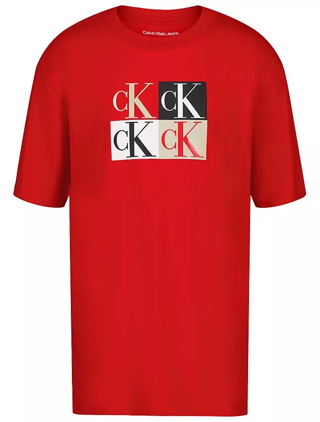 Klassisches T-Shirt für Jungen mit Farbblock-Monogram-Grafik Klassisches T-Shirt für Jungen mit Farbblock-Monogram-Grafik